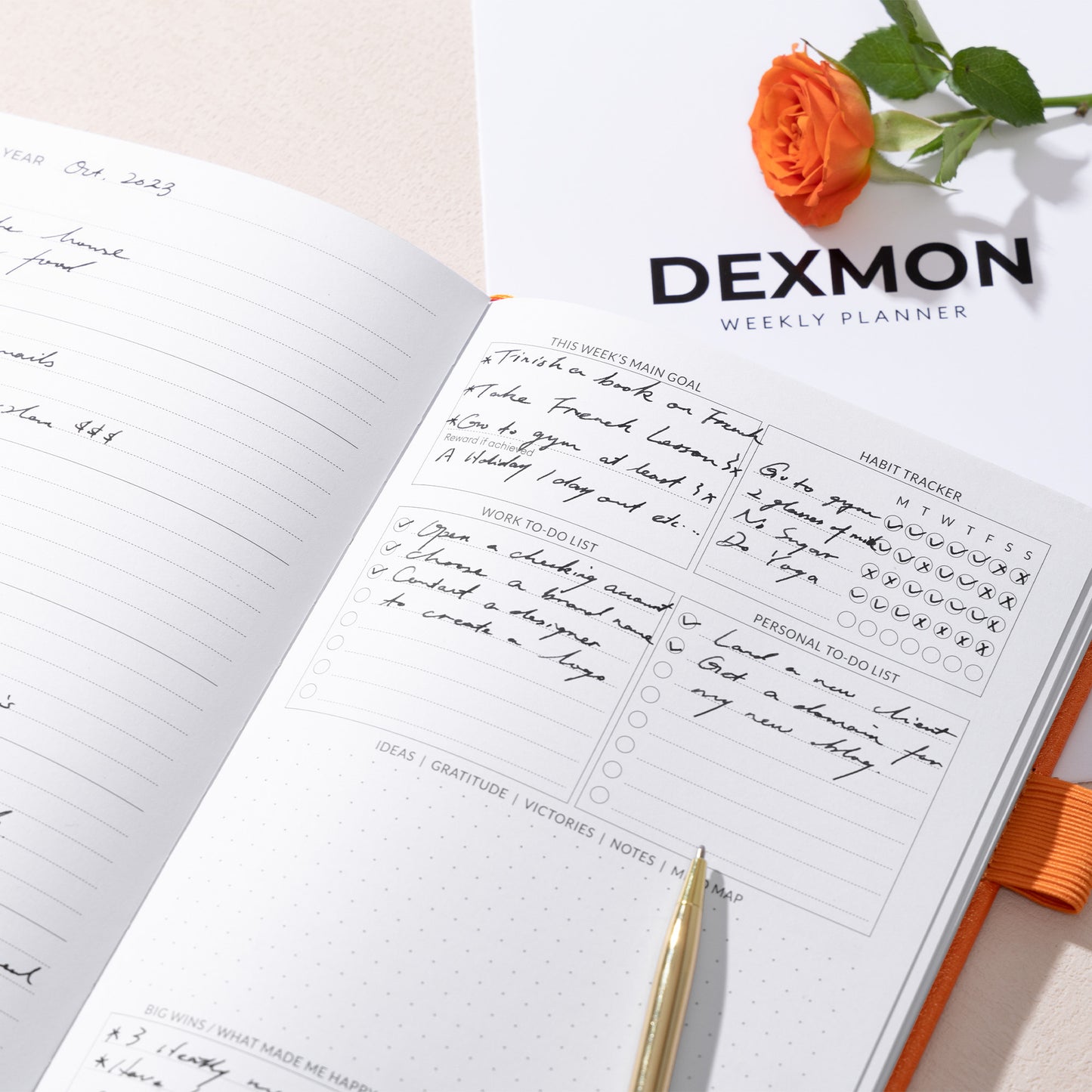 Dexmon Planner, Undated Yearly Planner for Productivity Increasing, A5 (Black)