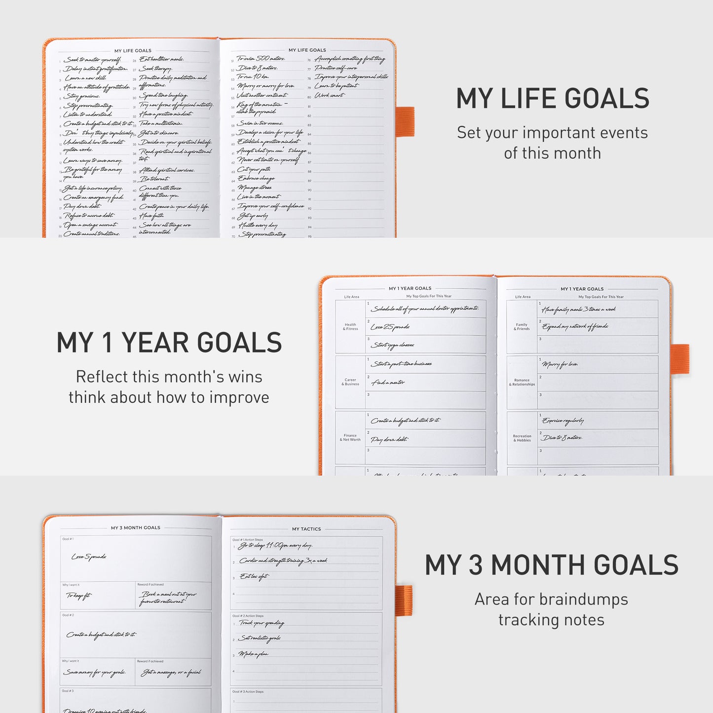 Dexmon Planner, Undated Yearly Planner for Productivity Increasing, A5 (Black)