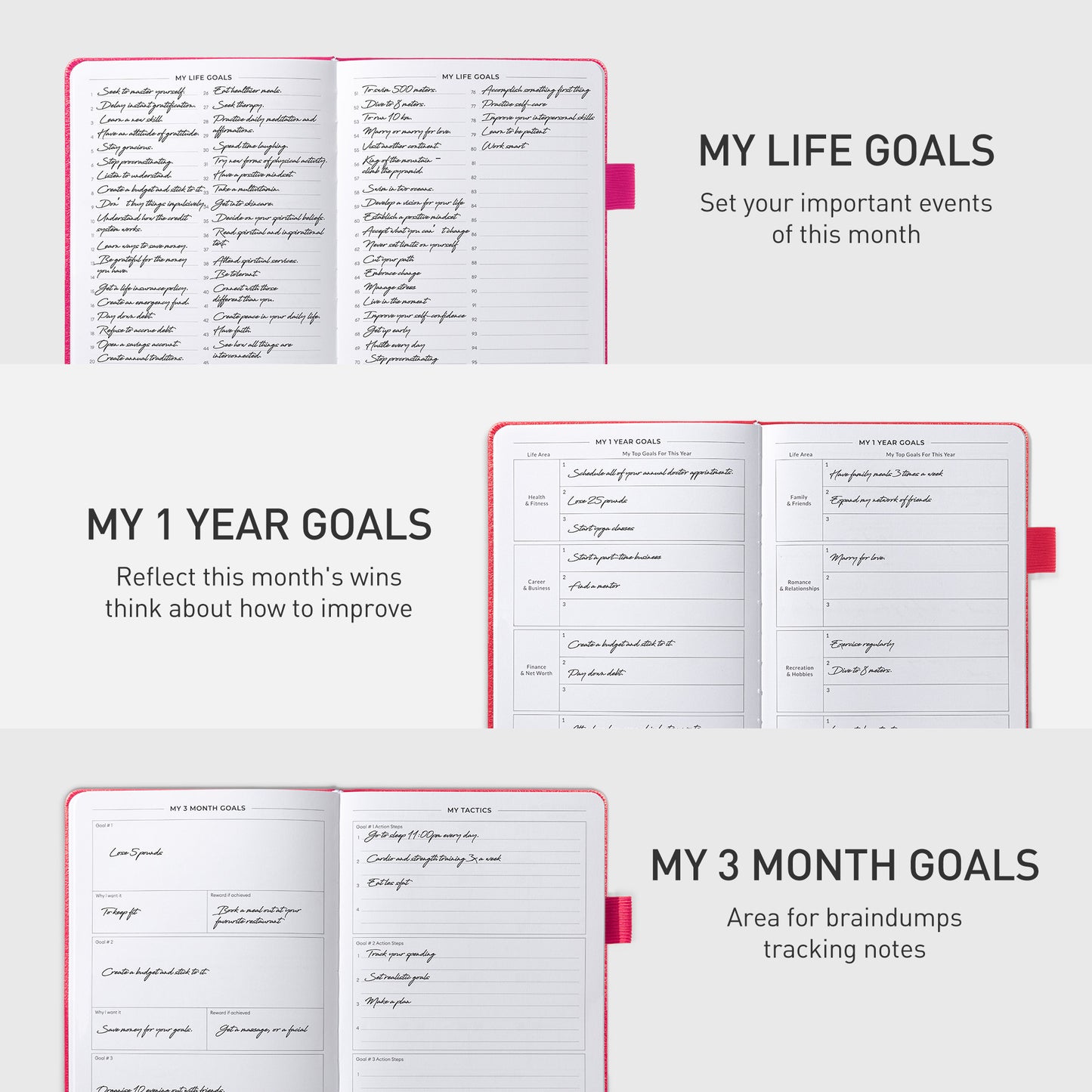 Dexmon Planner, Undated Yearly Planner for Productivity Increasing, A5 (Black)