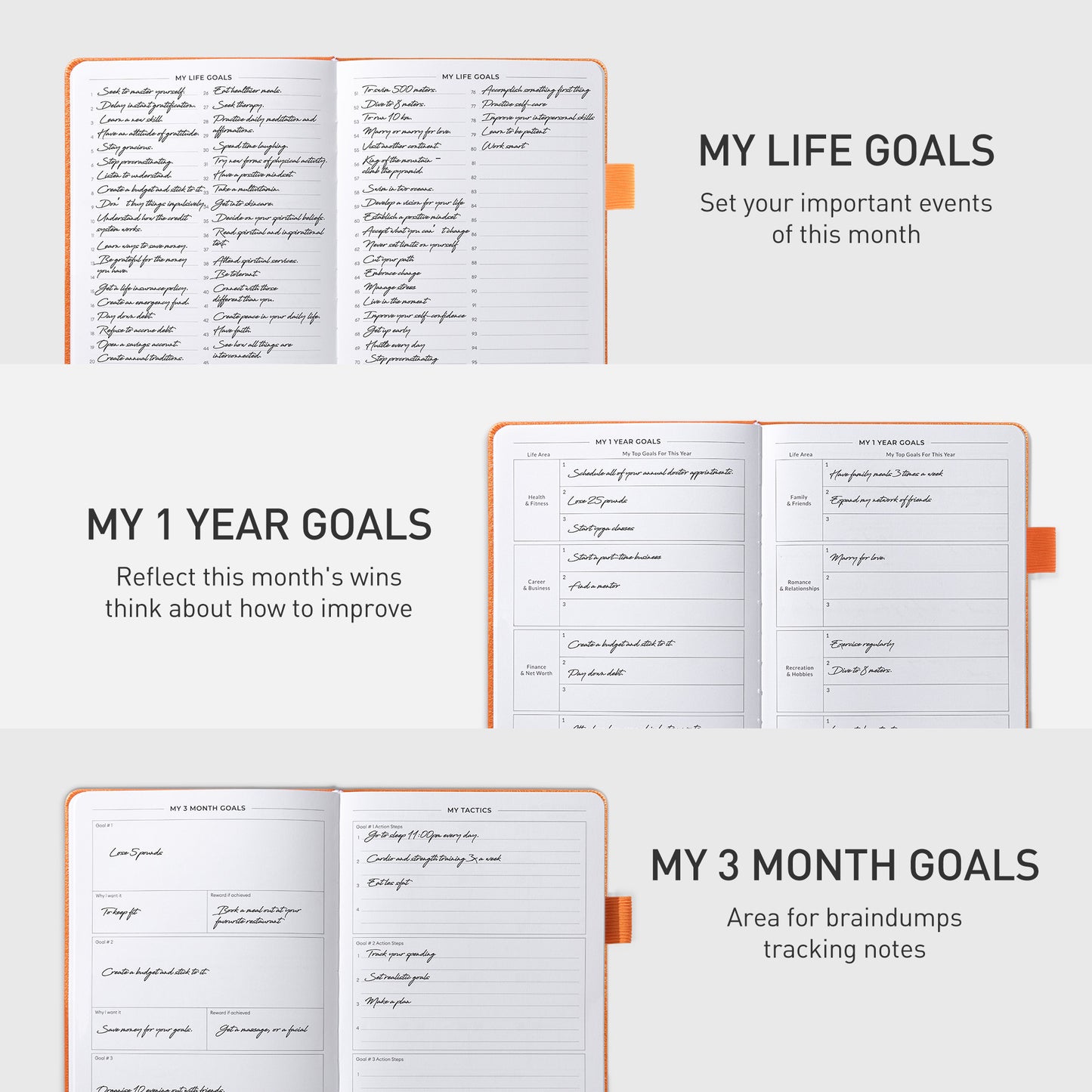 Dexmon Planner, Undated Yearly Planner for Productivity Increasing, A5 (Black)